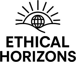 Ethical Horizons logo with globe and sun.